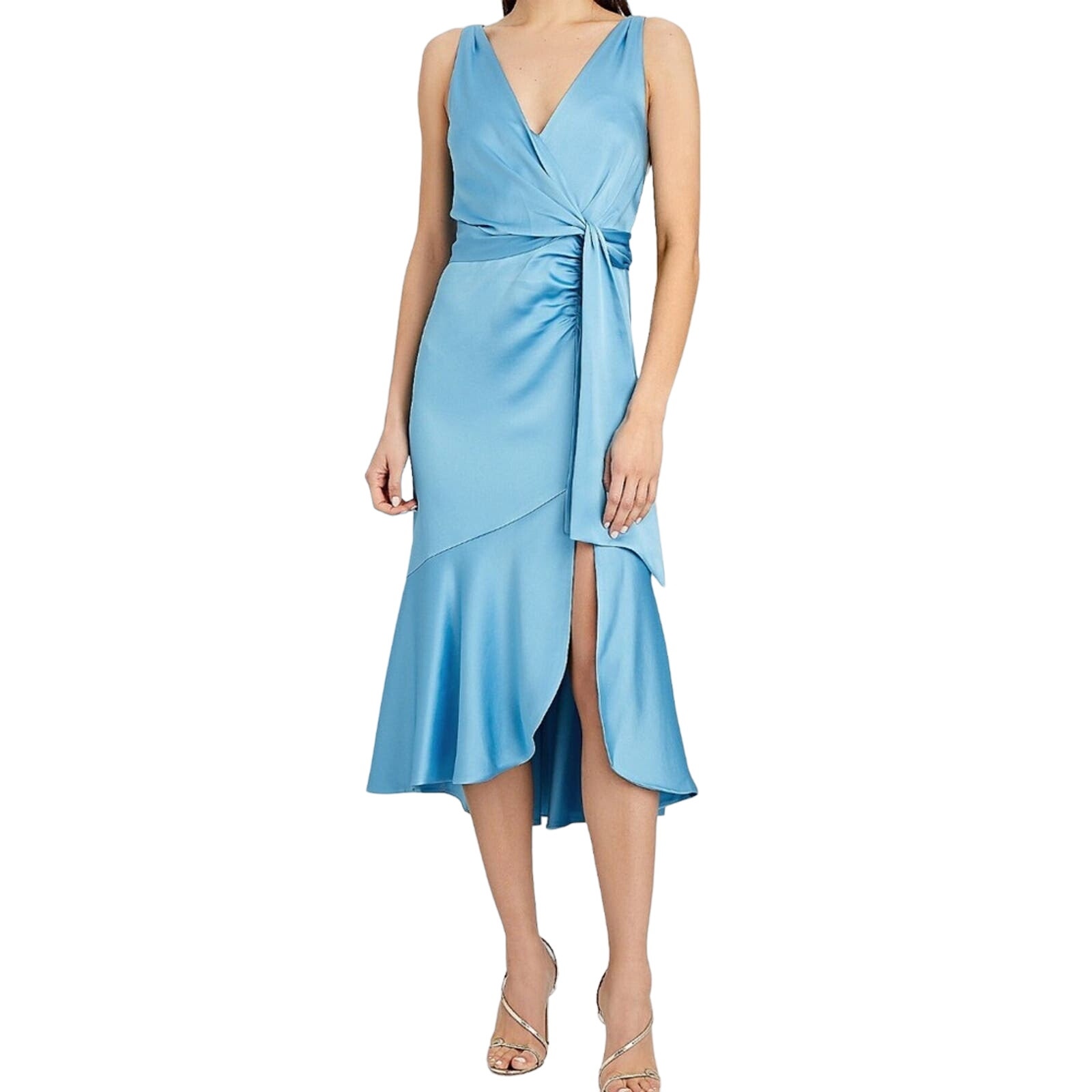 Nwt Jonathan Simkhai Intermix Mia Fluid Satin Dress Blue Sz 12